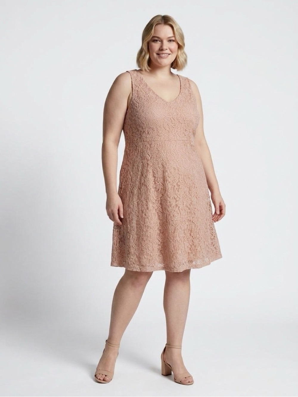 torrid Dusty Rose Lace V-Neck A-Line Dress - Picture 2 of 16